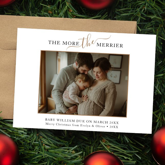 Ju fler desto roligare guld graviditetsannonsering julkort (Skapare uppladdad)