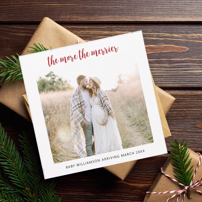 Ju mer aviseringskort för Merrier Gravid Julkort (Skapare uppladdad)