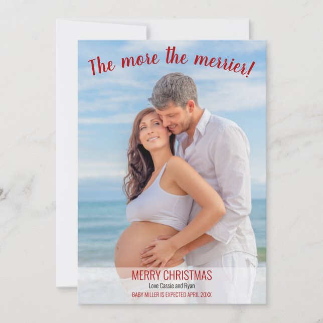 Ju mer Graviden från Merrier Jul Photo, desto stör Julkort (Framsida)