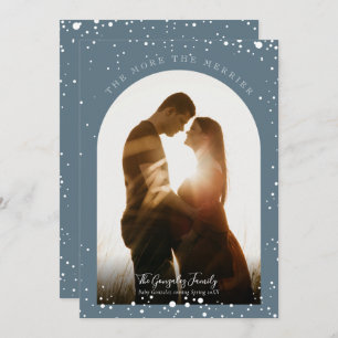 Ju mer Graviden Merrier Modern Snowy Photo  Julkort