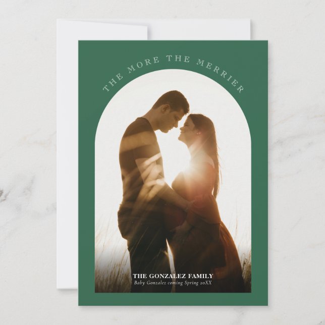 Ju mer Graviden Modern Photo Grönt för merrier-fot Julkort (Framsida)