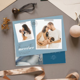 Ju mer Merrier Blue Birth-annonser Foto Julkort