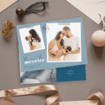 Ju mer Merrier Blue Birth-annonser Foto Julkort<br><div class="desc">Ett modernt kort som ett födelsemärke med ett enkelt minimalt meddelande "Ju mer merrier" desto mer innehåller mallar för 2 foton på framsidan och 1 på baksidan Personliggör med ditt namn, kort-meddelande på framsidan och på baksidan av baby-statistiken. * Front bilder av Jonathan Borba om Unsplash Back Image av Damir...</div>