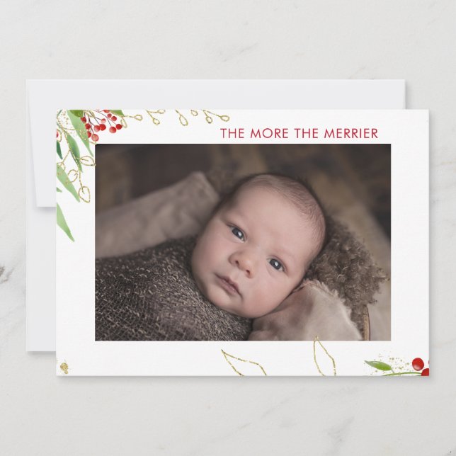 Ju mer Merrier desto mer. | Baby Multi Photo Red B Julkort (Framsida)
