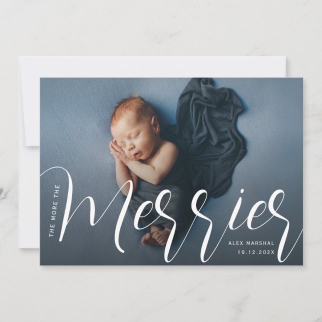 Ju mer Merrier-födelsetalet tillkännages Julkort (Framsida)