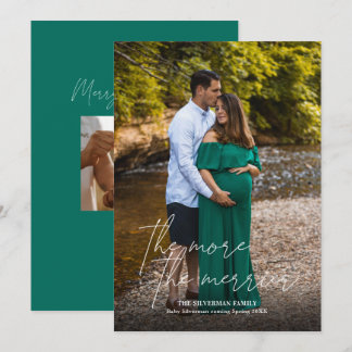 Ju mer Merrier Gravid Photo Helgdag Card Julkort