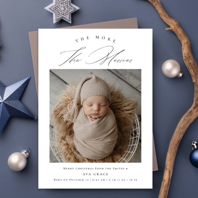 Ju mer Merrier Newborn Baby Birth Photo Meddelande (Skapare uppladdad)