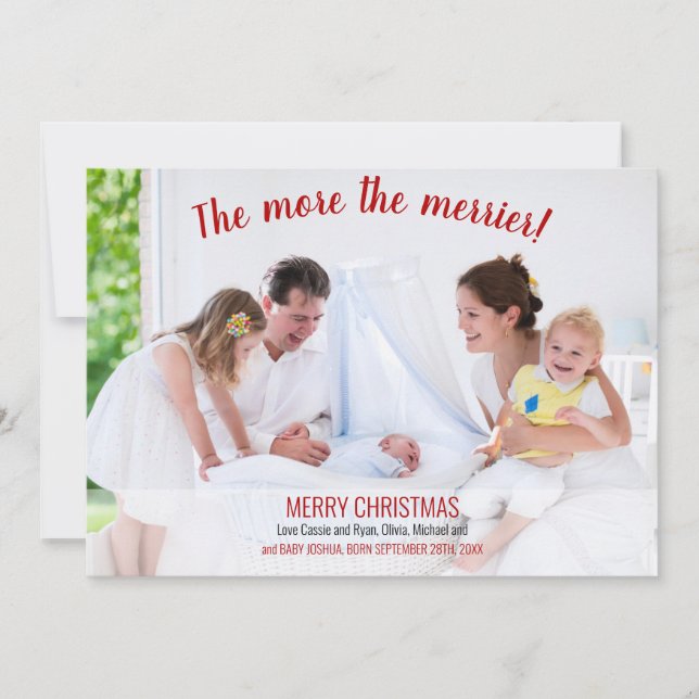 Ju mer reklamen för Merrier Photo Birth Julkort (Framsida)