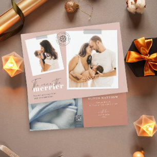 Ju mer reklamfoto för Merrier Rust Birth Julkort