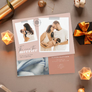 Ju mer reklamfoto för Merrier Rust Birth Julkort