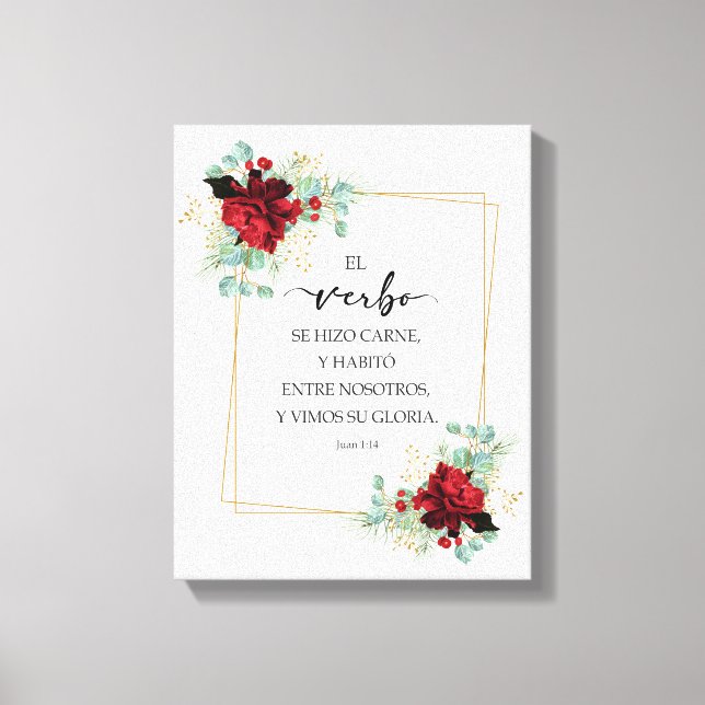 Juan 1 14, Spanish bible verse Canvastryck (Framsida)