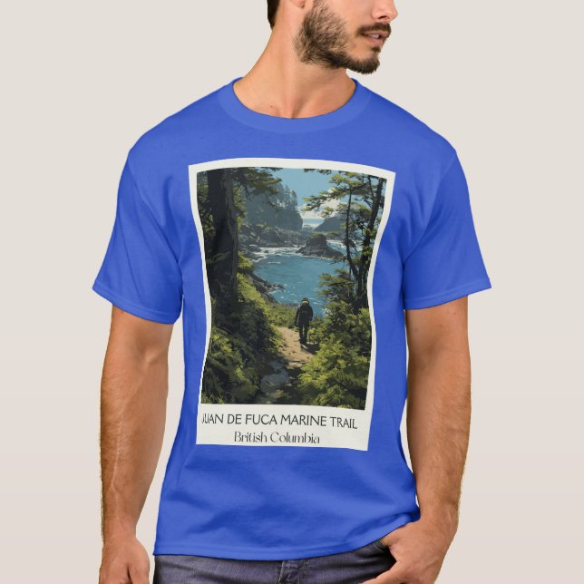 Juan de Fuca Marinerail West Coast Hiking Art Prin T Shirt (Framsida)