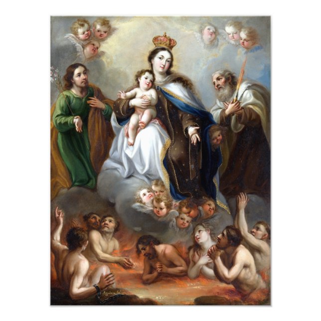 Juan Francisco de Aguilera The Virgin of Carmen Po Fototryck (Framsidan)