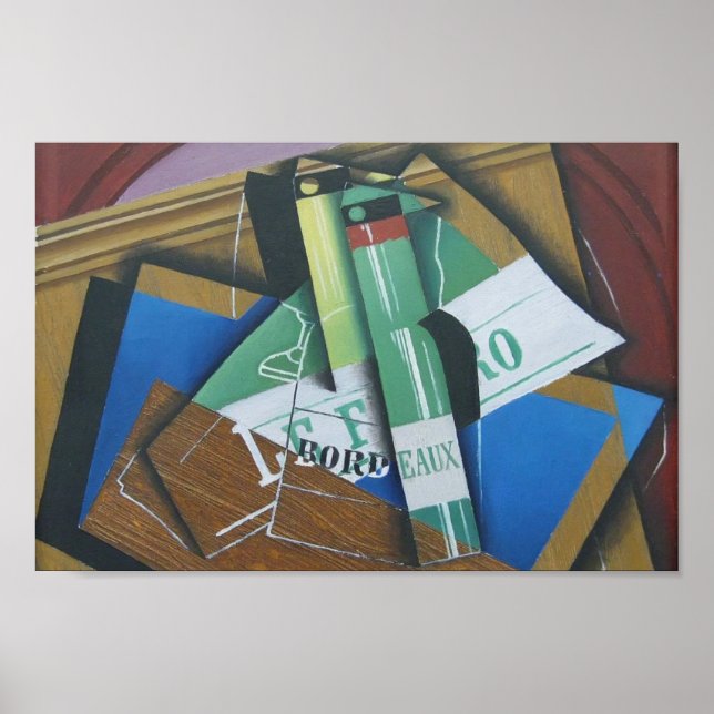 Juan Gris- Bordeaux flaska Poster (Framsidan)