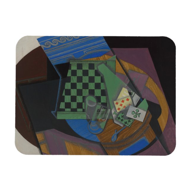 Juan Gris - Checkerboard och Spelkort Magnet (Horisontell)