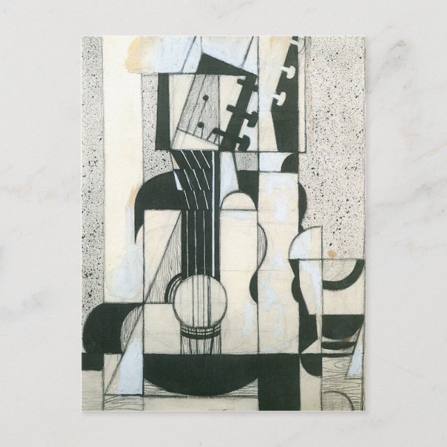 Juan Gris - Fortfarande livstid med gitarr Vykort (Framsida)