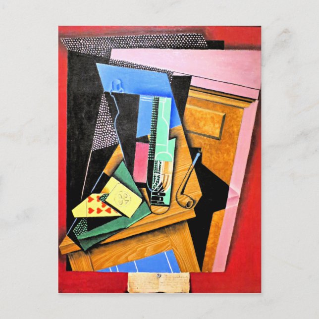 Juan Gris - Fortfarande med en Dikt Vykort (Framsida)