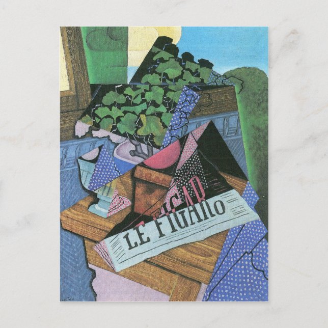 Juan Gris - Fortsatt liv med geranium Vykort (Framsida)