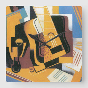 Juan Gris - Fotografi av gitarren Abstrakt konst Fyrkantig Klocka
