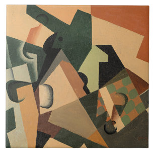 Juan Gris - Glas och schackbräde, Kakelplatta