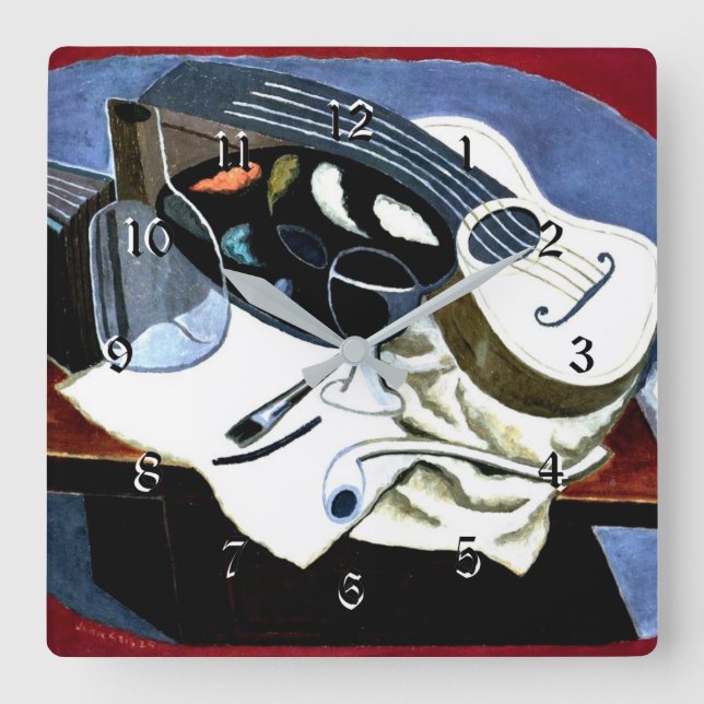 Juan Gris, Painter's Bord, berömd-målning, Fyrkantig Klocka (Framsida)