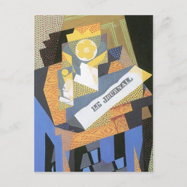 Juan Gris - Tidningar och fruktskål Vykort (Framsida)