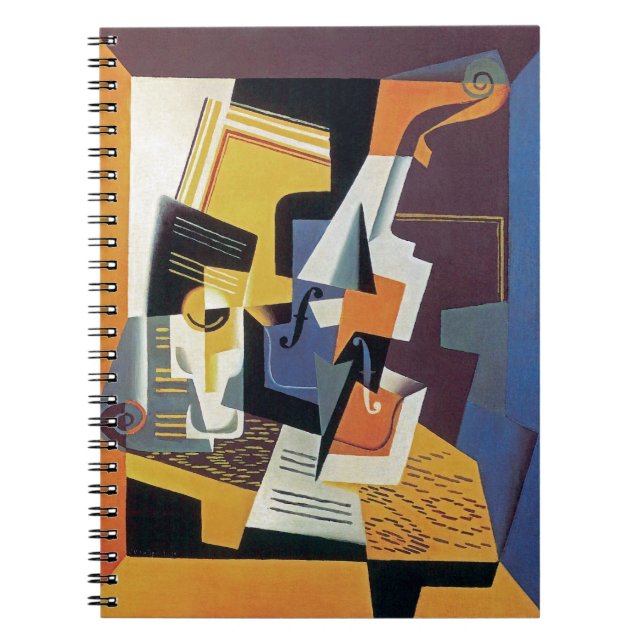 Juan Gris - Violin and Glass - Abstrakt Art Anteckningsbok Med Spiral (Framsidan)