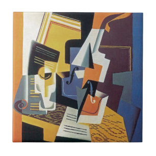 Juan Gris - Violin och glas - Abstrakt konst Kakelplatta