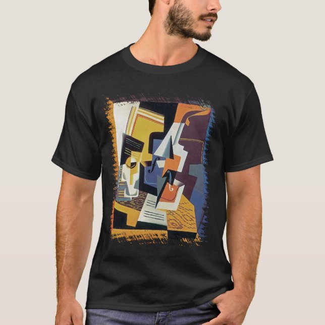 Juan Gris - Violin och Glas - Abstrakt Konst T-shirt (Framsida)