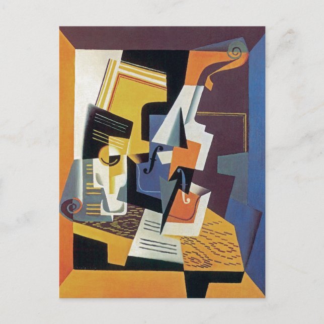 Juan Gris - Violin och Glas - Abstrakt Konst Vykort (Framsida)