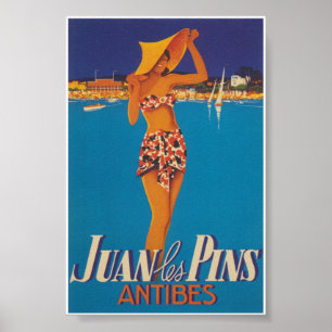 Juan Les Stift Antibes Frankrike Vintage resor Poster