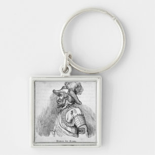 Juan Ponce de Leon Fyrkantig Silverfärgad Nyckelring
