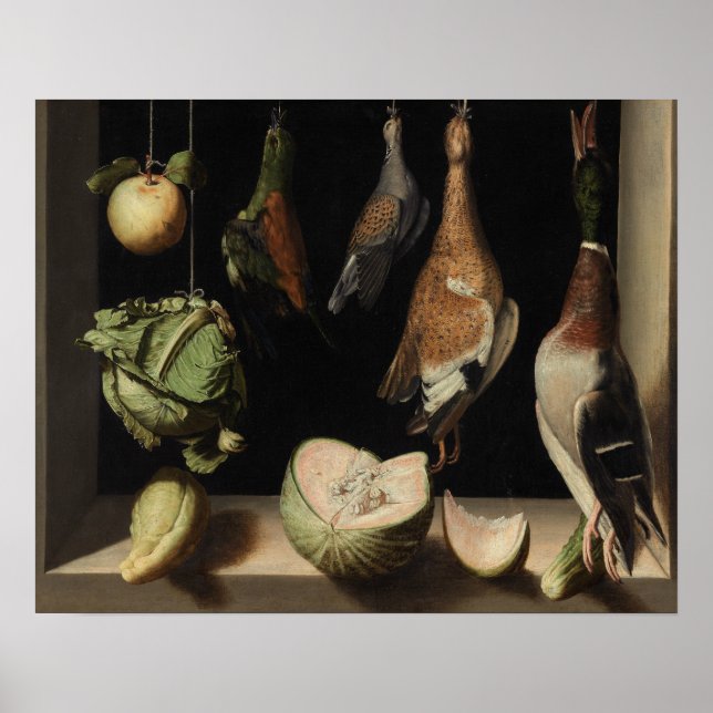 Juan Sanchez Cotan - Fortfarande liv med Game Fowl Poster (Framsidan)