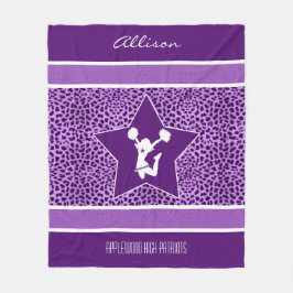 Jubel-/Pom Cheetahtryck med monogramen i lilor Fleecefilt