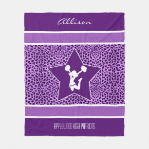 Jubel-/Pom Cheetahtryck med monogramen i lilor Fleecefilt