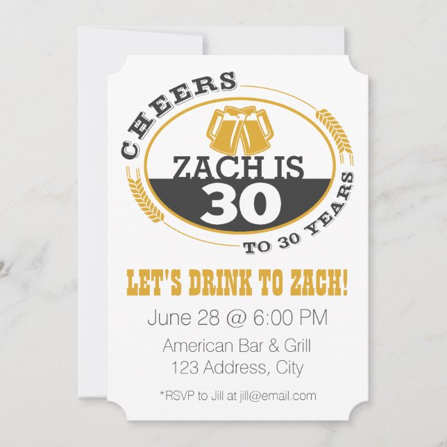 Jubel till 30 år inbjudningar (Framsida)