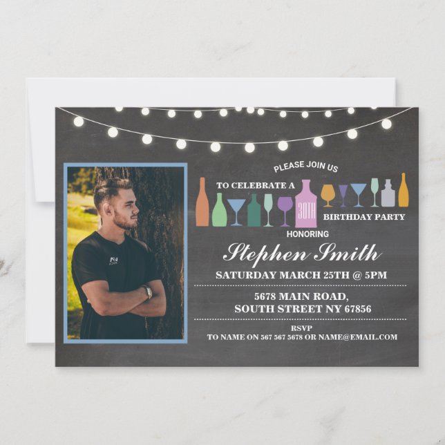 Jubel till år någon ålderfödelsedagmanar drinkar inbjudningar (Framsida)