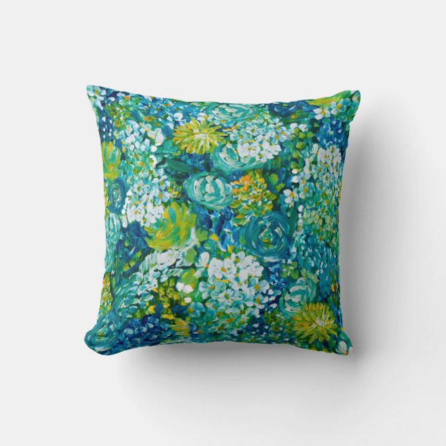 Jubilance Spring Floral Pillow-Blue,Yellow,Green Kudde (Framsida)