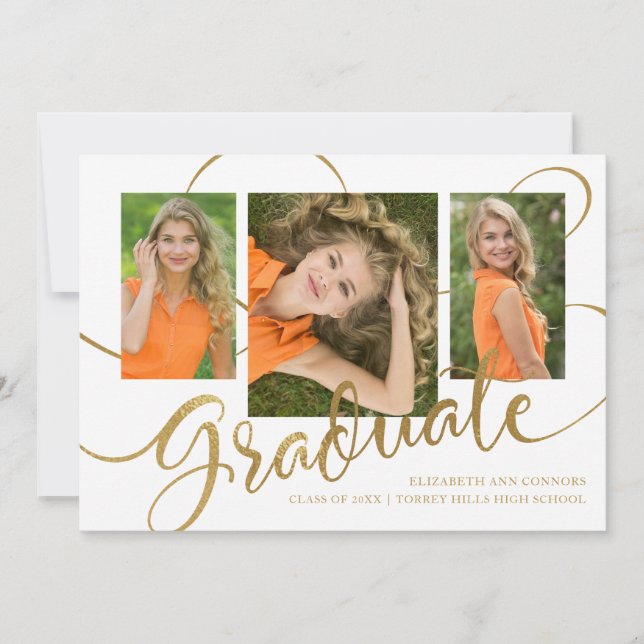 Jubilant Grad Faux Guld Multi Photo-meddelande Meddelande (Framsida)