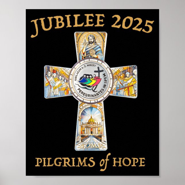 Jubilee 2025 Catholic Christian Lgrims Cross Jesus Poster (Framsidan)