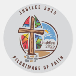 Jubilee 2025 Sticker, Faith Pilgrimage. Runt Klistermärke