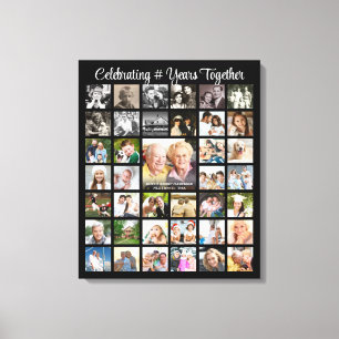 Jubileum 39 Fotokollage Personlig Svart Canvastryck