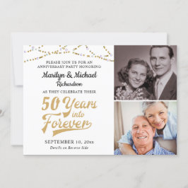 Jubileum 50 ÅR IN I ETT OCH ALLT Guld Retro Inbjudningar