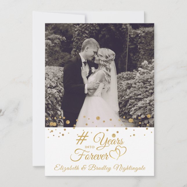 Jubileum Guldhjärtan ÅR IN I ALL EVIGHET Foto Inbjudningar (Framsida)