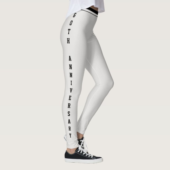 Jubileum Platinum Grå Svart Monogram Anpassad Leggings (Höger)