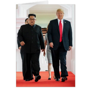 Jubileums- Donald Trump & Kim - mynta på baksida Hälsningskort