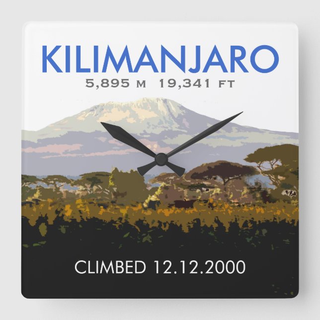 Jubileums- klättring för personligMt Kilimanjaro Fyrkantig Klocka (Framsida)