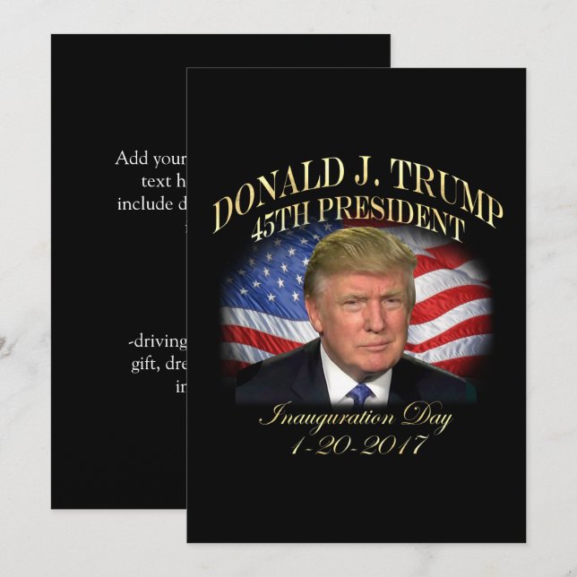 Jubileums- presidentDonald Trump invigning Inbjudningar (Fram/baksida)