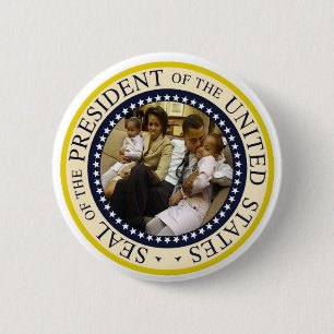 Jubileums- presidentObama Amerika första familj Knapp