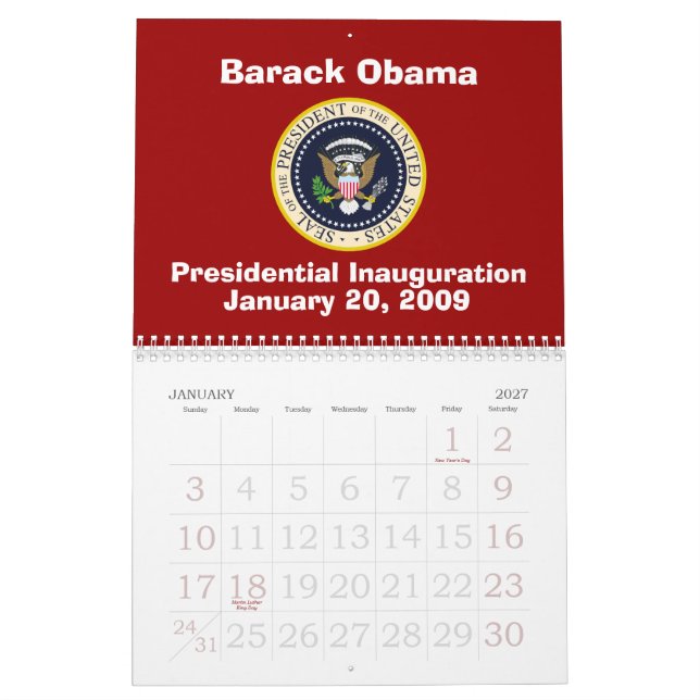 Jubileums- PRESIDENTOBAMA invigning Kalender (Jan 2027)